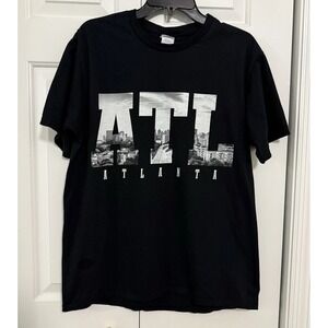 ATL Atlanta Skyline Unisex Black Cool Graphic T-Shirt Cotton City Size L
